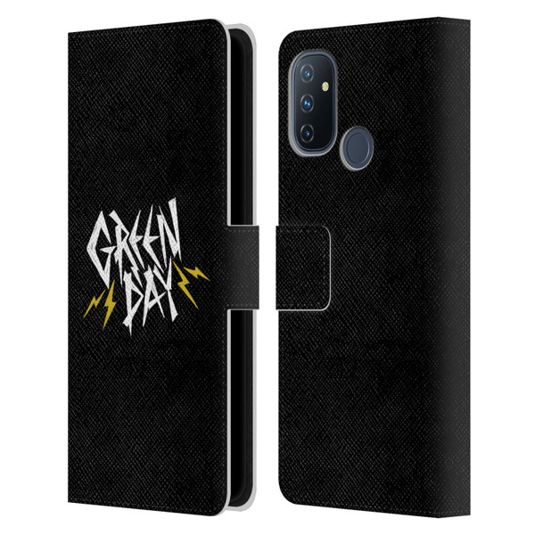 Green Day Graphics Bolts Leather Book Wallet Case Cover For OnePlus Nord N100