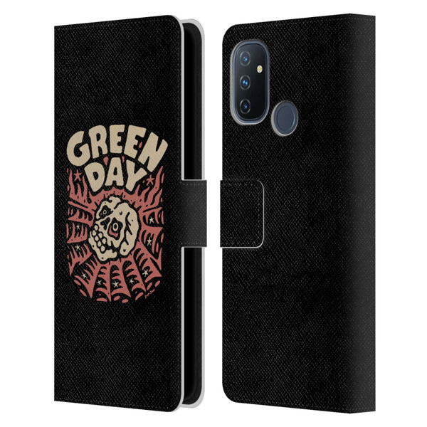 Green Day Graphics Skull Spider Leather Book Wallet Case Cover For OnePlus Nord N100