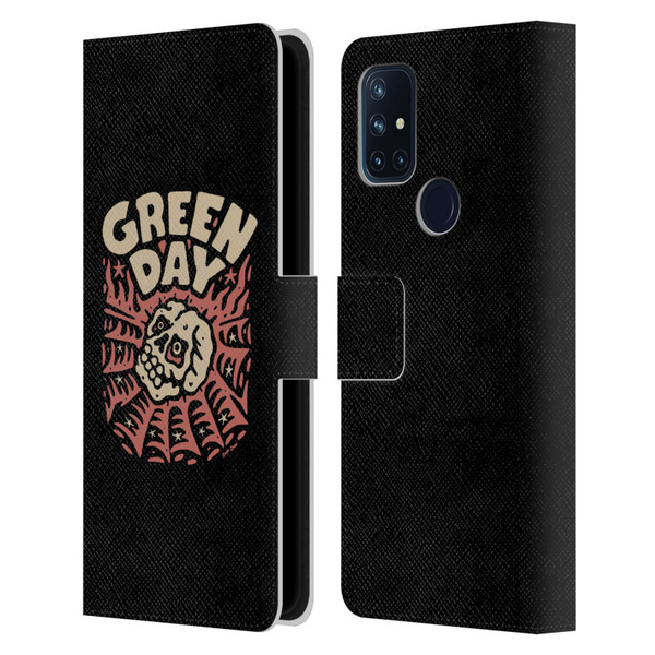 Green Day Graphics Skull Spider Leather Book Wallet Case Cover For OnePlus Nord N10 5G