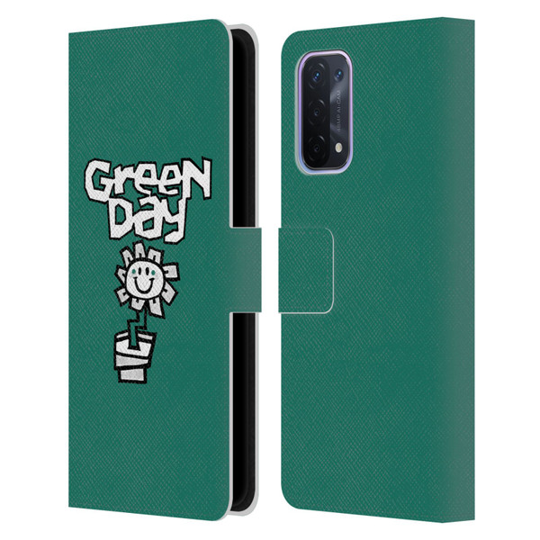 Green Day Graphics Flower Leather Book Wallet Case Cover For OPPO A54 5G