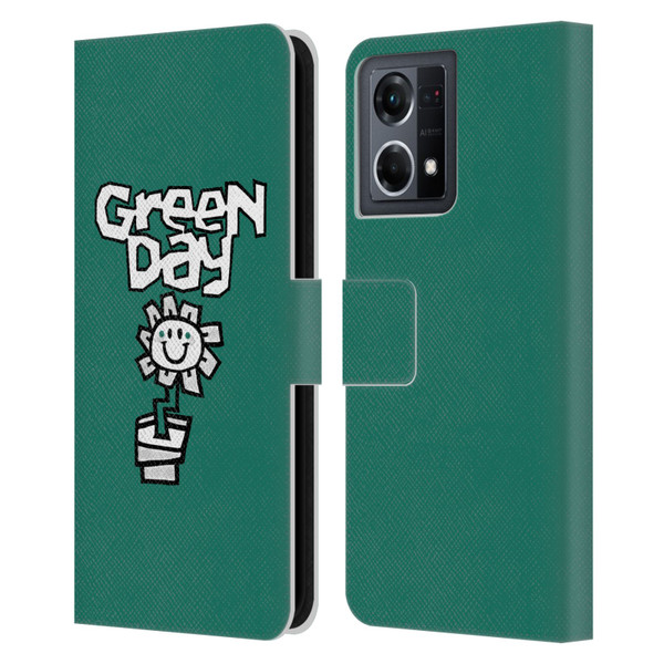 Green Day Graphics Flower Leather Book Wallet Case Cover For OPPO Reno8 4G