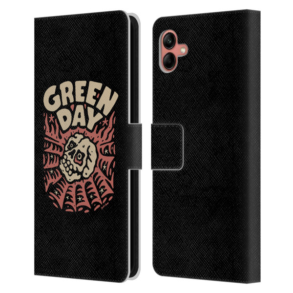 Green Day Graphics Skull Spider Leather Book Wallet Case Cover For Samsung Galaxy A04 (2022)
