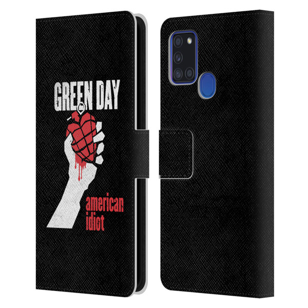 Green Day Graphics American Idiot Leather Book Wallet Case Cover For Samsung Galaxy A21s (2020)