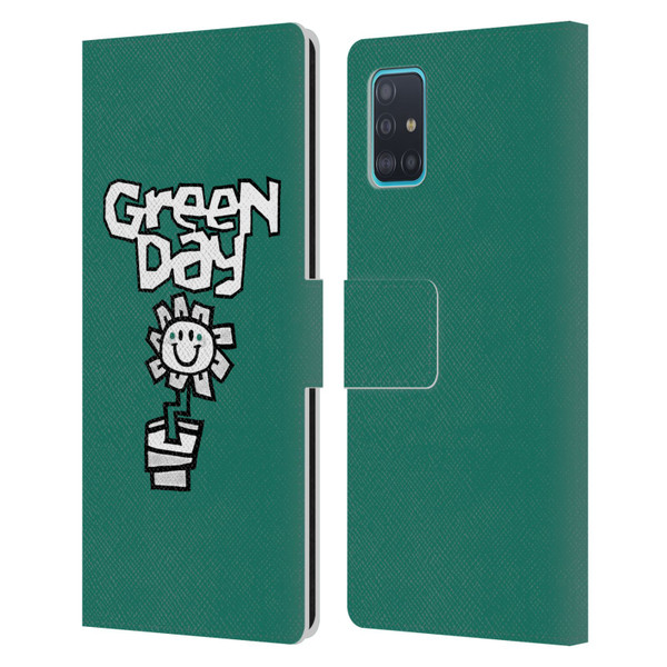 Green Day Graphics Flower Leather Book Wallet Case Cover For Samsung Galaxy A51 (2019)