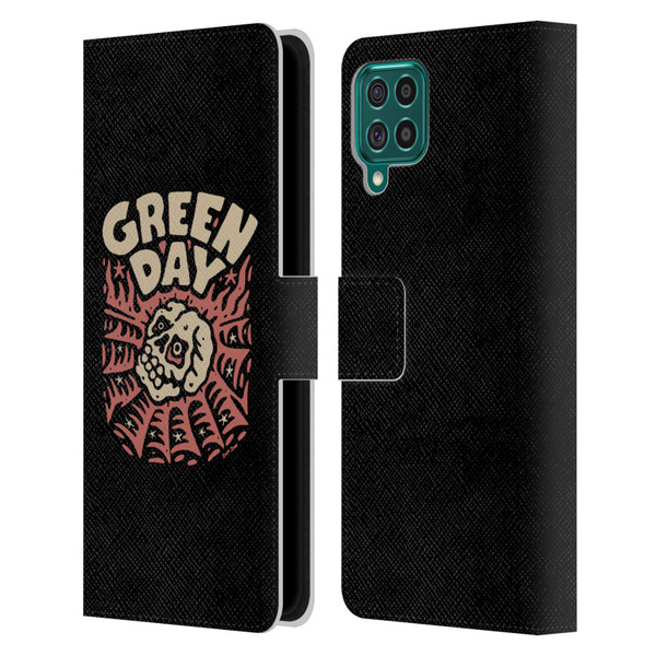 Green Day Graphics Skull Spider Leather Book Wallet Case Cover For Samsung Galaxy F62 (2021)