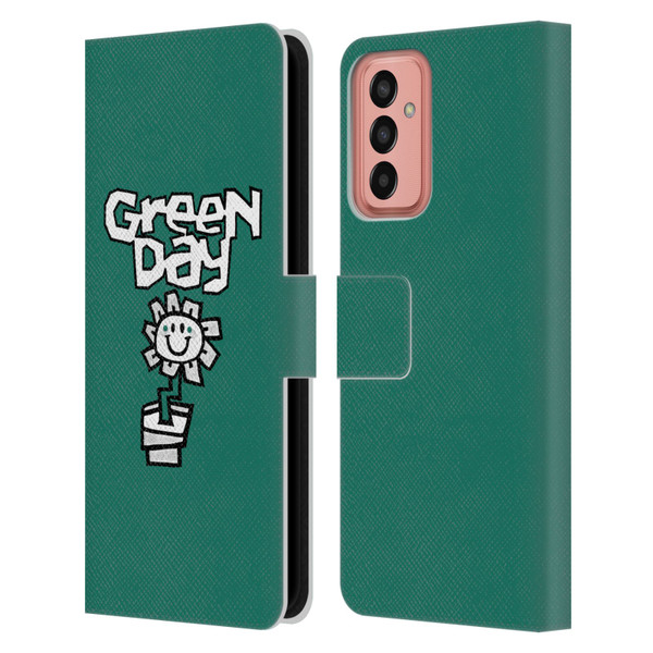 Green Day Graphics Flower Leather Book Wallet Case Cover For Samsung Galaxy M13 (2022)