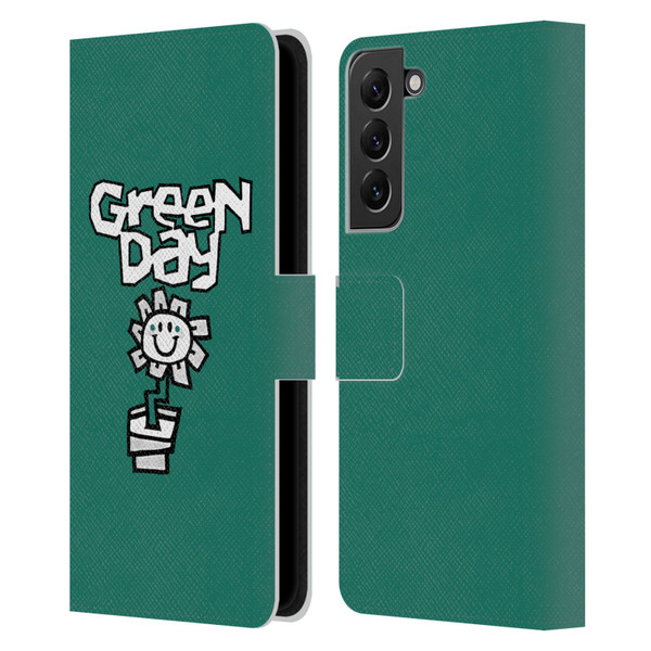 Green Day Graphics Flower Leather Book Wallet Case Cover For Samsung Galaxy S22+ 5G