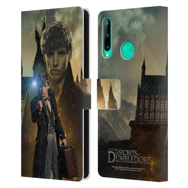 Fantastic Beasts: Secrets of Dumbledore Character Art Newt Scamander Leather Book Wallet Case Cover For Huawei P40 lite E