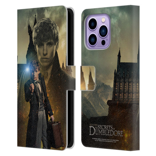 Fantastic Beasts: Secrets of Dumbledore Character Art Newt Scamander Leather Book Wallet Case Cover For Apple iPhone 14 Pro Max