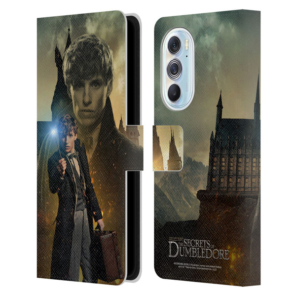 Fantastic Beasts: Secrets of Dumbledore Character Art Newt Scamander Leather Book Wallet Case Cover For Motorola Edge X30
