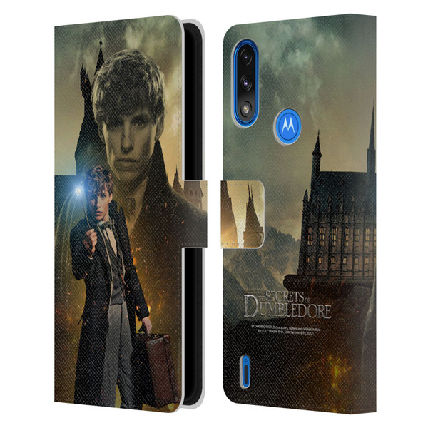 Fantastic Beasts: Secrets of Dumbledore Character Art Newt Scamander Leather Book Wallet Case Cover For Motorola Moto E7 Power / Moto E7i Power