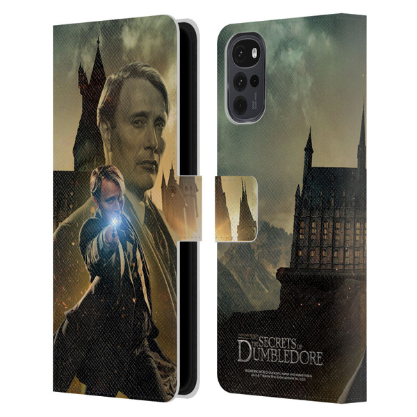 Fantastic Beasts: Secrets of Dumbledore Character Art Gellert Grindelwald Leather Book Wallet Case Cover For Motorola Moto G22