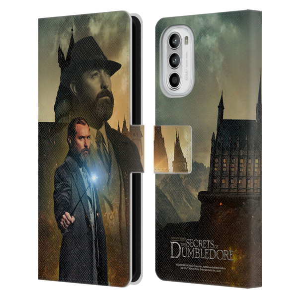 Fantastic Beasts: Secrets of Dumbledore Character Art Albus Dumbledore Leather Book Wallet Case Cover For Motorola Moto G52