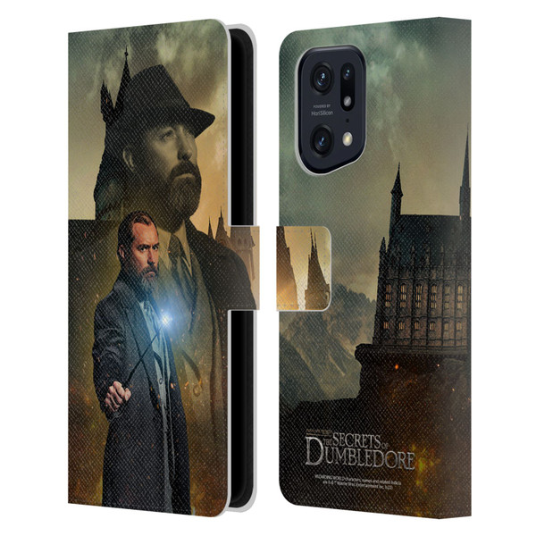 Fantastic Beasts: Secrets of Dumbledore Character Art Albus Dumbledore Leather Book Wallet Case Cover For OPPO Find X5 Pro