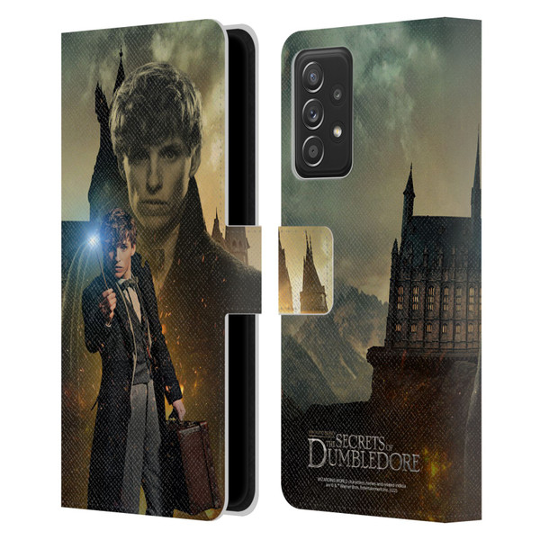 Fantastic Beasts: Secrets of Dumbledore Character Art Newt Scamander Leather Book Wallet Case Cover For Samsung Galaxy A52 / A52s / 5G (2021)