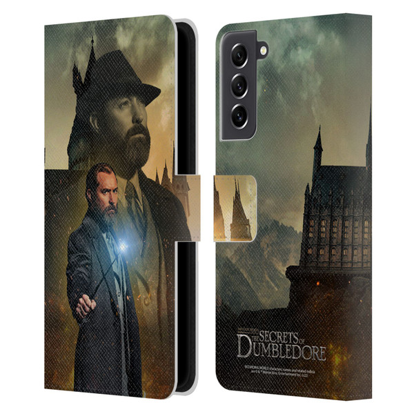 Fantastic Beasts: Secrets of Dumbledore Character Art Albus Dumbledore Leather Book Wallet Case Cover For Samsung Galaxy S21 FE 5G