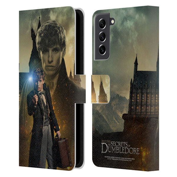 Fantastic Beasts: Secrets of Dumbledore Character Art Newt Scamander Leather Book Wallet Case Cover For Samsung Galaxy S21 FE 5G