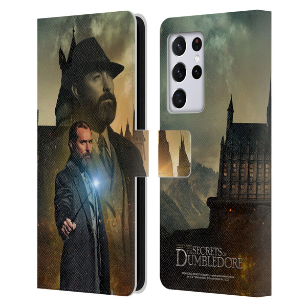 Fantastic Beasts: Secrets of Dumbledore Character Art Albus Dumbledore Leather Book Wallet Case Cover For Samsung Galaxy S21 Ultra 5G