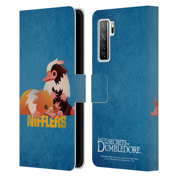 Fantastic Beasts: Secrets of Dumbledore Graphic Badges Nifflers Leather Book Wallet Case Cover For Huawei Nova 7 SE/P40 Lite 5G