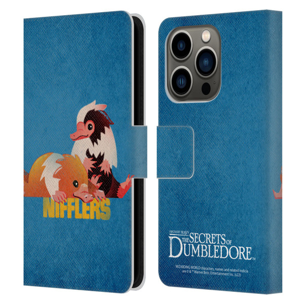 Fantastic Beasts: Secrets of Dumbledore Graphic Badges Nifflers Leather Book Wallet Case Cover For Apple iPhone 14 Pro
