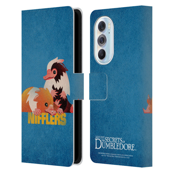 Fantastic Beasts: Secrets of Dumbledore Graphic Badges Nifflers Leather Book Wallet Case Cover For Motorola Edge X30