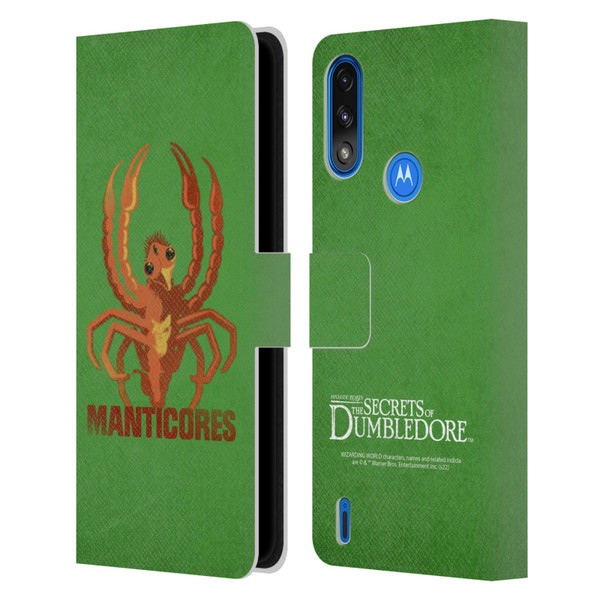 Fantastic Beasts: Secrets of Dumbledore Graphic Badges Manticores Leather Book Wallet Case Cover For Motorola Moto E7 Power / Moto E7i Power