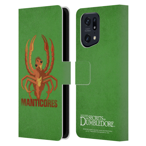 Fantastic Beasts: Secrets of Dumbledore Graphic Badges Manticores Leather Book Wallet Case Cover For OPPO Find X5 Pro