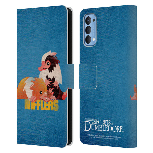 Fantastic Beasts: Secrets of Dumbledore Graphic Badges Nifflers Leather Book Wallet Case Cover For OPPO Reno 4 5G