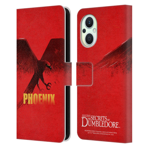 Fantastic Beasts: Secrets of Dumbledore Graphic Badges Phoenix Leather Book Wallet Case Cover For OPPO Reno8 Lite