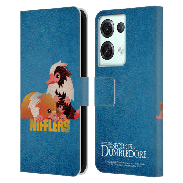 Fantastic Beasts: Secrets of Dumbledore Graphic Badges Nifflers Leather Book Wallet Case Cover For OPPO Reno8 Pro