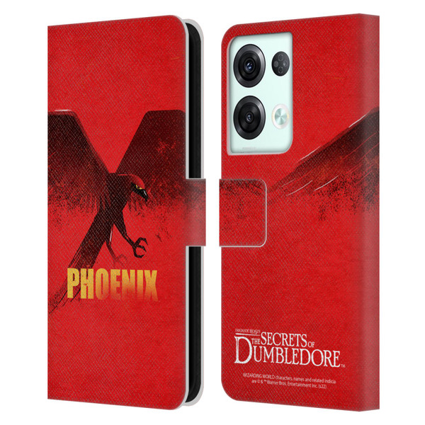 Fantastic Beasts: Secrets of Dumbledore Graphic Badges Phoenix Leather Book Wallet Case Cover For OPPO Reno8 Pro