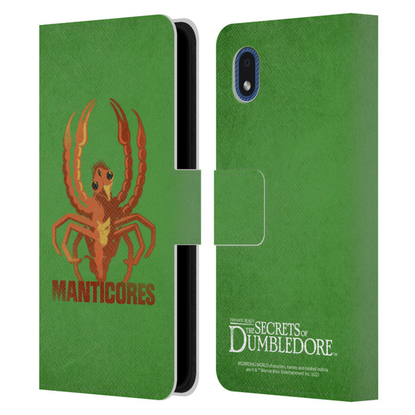 Fantastic Beasts: Secrets of Dumbledore Graphic Badges Manticores Leather Book Wallet Case Cover For Samsung Galaxy A01 Core (2020)
