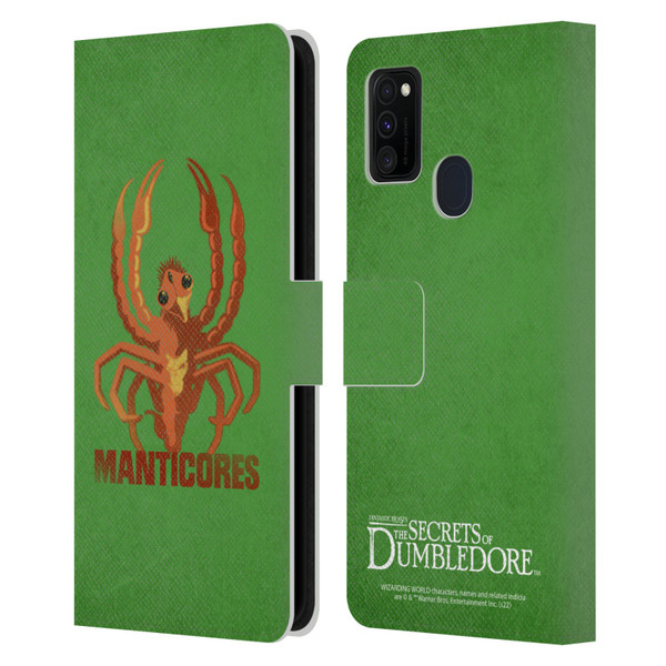 Fantastic Beasts: Secrets of Dumbledore Graphic Badges Manticores Leather Book Wallet Case Cover For Samsung Galaxy M30s (2019)/M21 (2020)