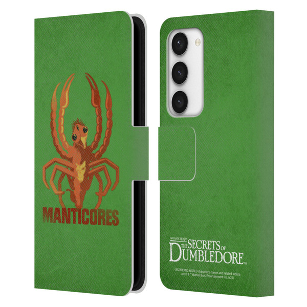 Fantastic Beasts: Secrets of Dumbledore Graphic Badges Manticores Leather Book Wallet Case Cover For Samsung Galaxy S23 5G