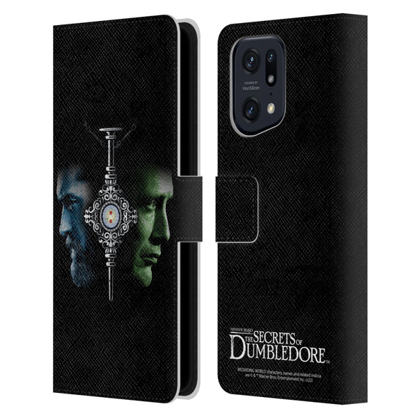 Fantastic Beasts: Secrets of Dumbledore Graphic Core Dumbledore And Grindelwald Leather Book Wallet Case Cover For OPPO Find X5 Pro