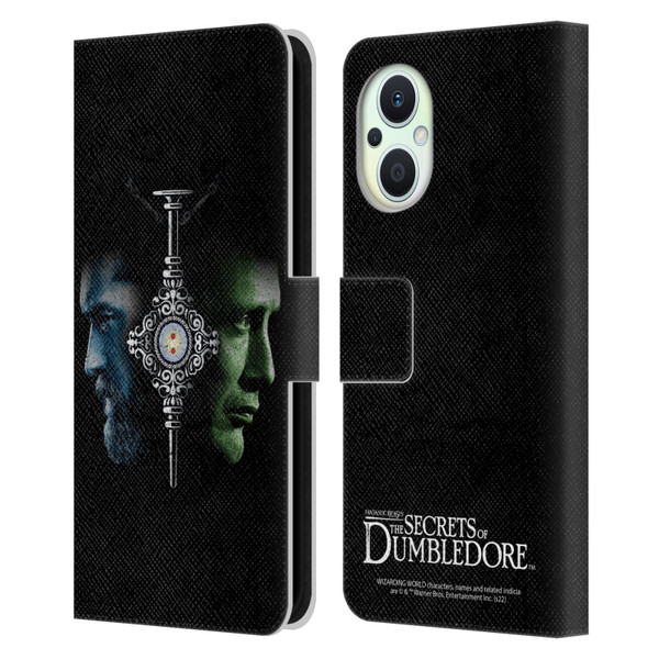 Fantastic Beasts: Secrets of Dumbledore Graphic Core Dumbledore And Grindelwald Leather Book Wallet Case Cover For OPPO Reno8 Lite