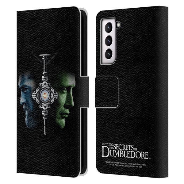 Fantastic Beasts: Secrets of Dumbledore Graphic Core Dumbledore And Grindelwald Leather Book Wallet Case Cover For Samsung Galaxy S21 FE 5G