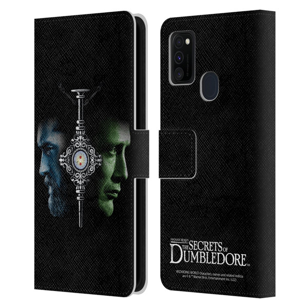 Fantastic Beasts: Secrets of Dumbledore Graphic Core Dumbledore And Grindelwald Leather Book Wallet Case Cover For Samsung Galaxy M30s (2019)/M21 (2020)