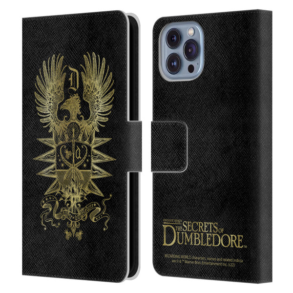 Fantastic Beasts: Secrets of Dumbledore Graphics Dumbledore's Crest Leather Book Wallet Case Cover For Apple iPhone 14
