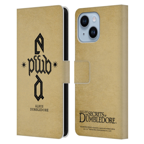 Fantastic Beasts: Secrets of Dumbledore Graphics Dumbledore's Monogram Leather Book Wallet Case Cover For Apple iPhone 14 Plus