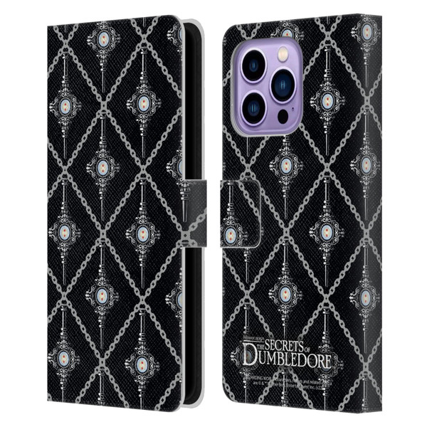Fantastic Beasts: Secrets of Dumbledore Graphics Blood Troth Pattern Leather Book Wallet Case Cover For Apple iPhone 14 Pro Max