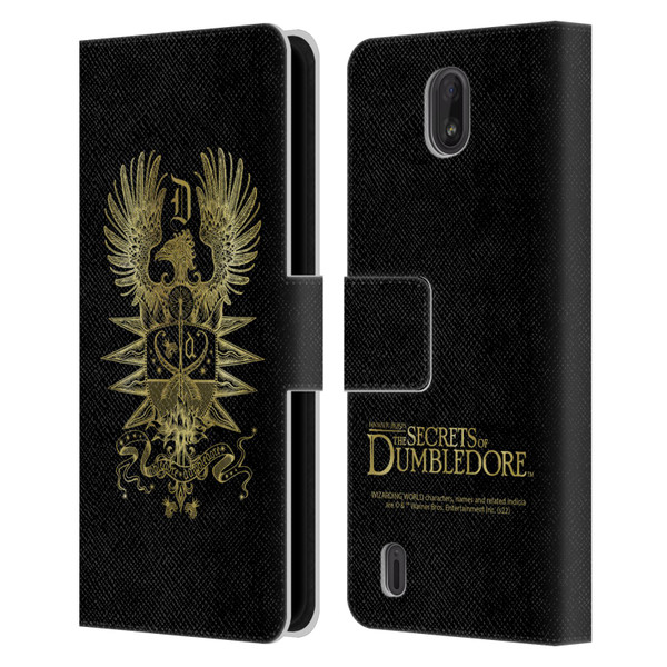 Fantastic Beasts: Secrets of Dumbledore Graphics Dumbledore's Crest Leather Book Wallet Case Cover For Nokia C01 Plus/C1 2nd Edition