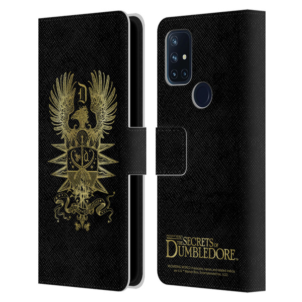 Fantastic Beasts: Secrets of Dumbledore Graphics Dumbledore's Crest Leather Book Wallet Case Cover For OnePlus Nord N10 5G