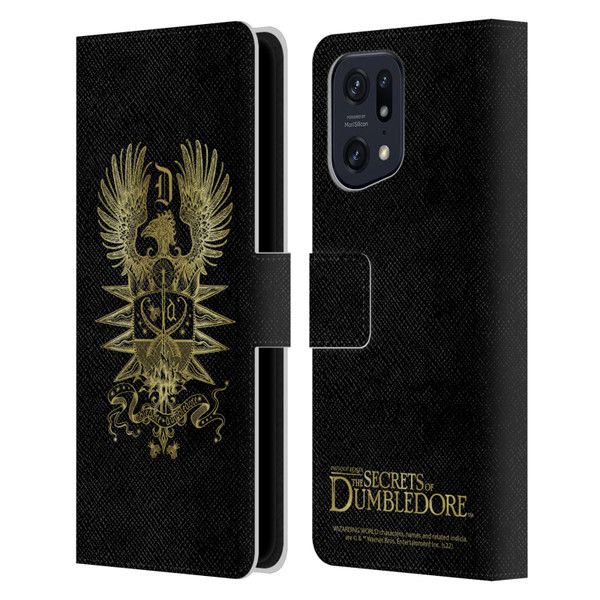 Fantastic Beasts: Secrets of Dumbledore Graphics Dumbledore's Crest Leather Book Wallet Case Cover For OPPO Find X5