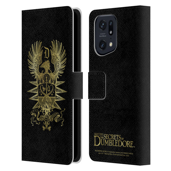Fantastic Beasts: Secrets of Dumbledore Graphics Dumbledore's Crest Leather Book Wallet Case Cover For OPPO Find X5 Pro