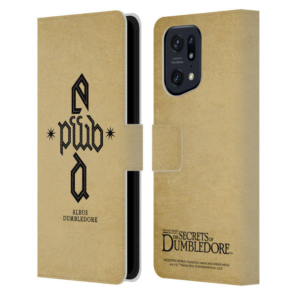 Fantastic Beasts: Secrets of Dumbledore Graphics Dumbledore's Monogram Leather Book Wallet Case Cover For OPPO Find X5 Pro