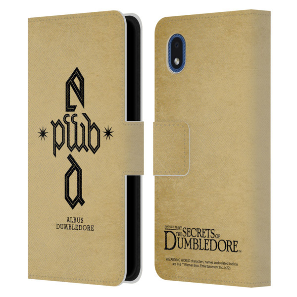 Fantastic Beasts: Secrets of Dumbledore Graphics Dumbledore's Monogram Leather Book Wallet Case Cover For Samsung Galaxy A01 Core (2020)