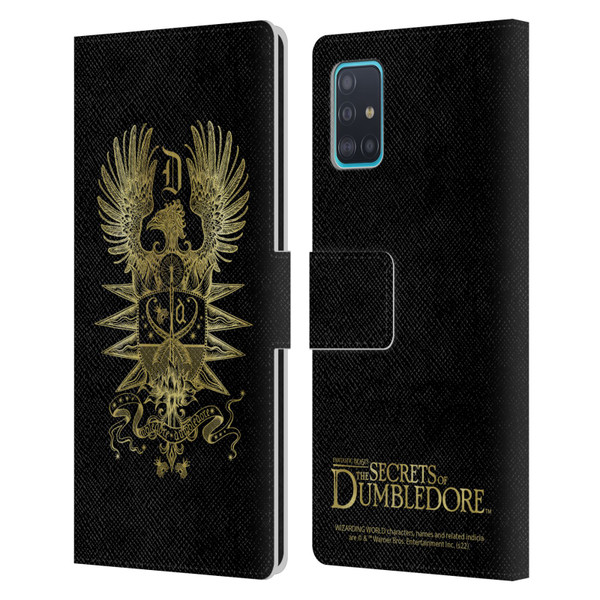 Fantastic Beasts: Secrets of Dumbledore Graphics Dumbledore's Crest Leather Book Wallet Case Cover For Samsung Galaxy A51 (2019)