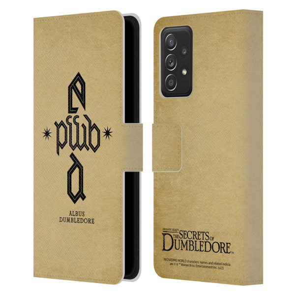 Fantastic Beasts: Secrets of Dumbledore Graphics Dumbledore's Monogram Leather Book Wallet Case Cover For Samsung Galaxy A52 / A52s / 5G (2021)