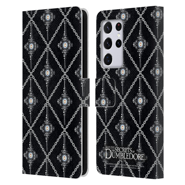 Fantastic Beasts: Secrets of Dumbledore Graphics Blood Troth Pattern Leather Book Wallet Case Cover For Samsung Galaxy S21 Ultra 5G